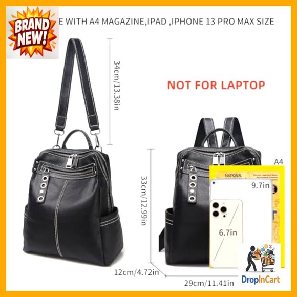 Genuine Leather Backpack Purse Convertible Shoulder Bag Travel Fashion Designer main image 6